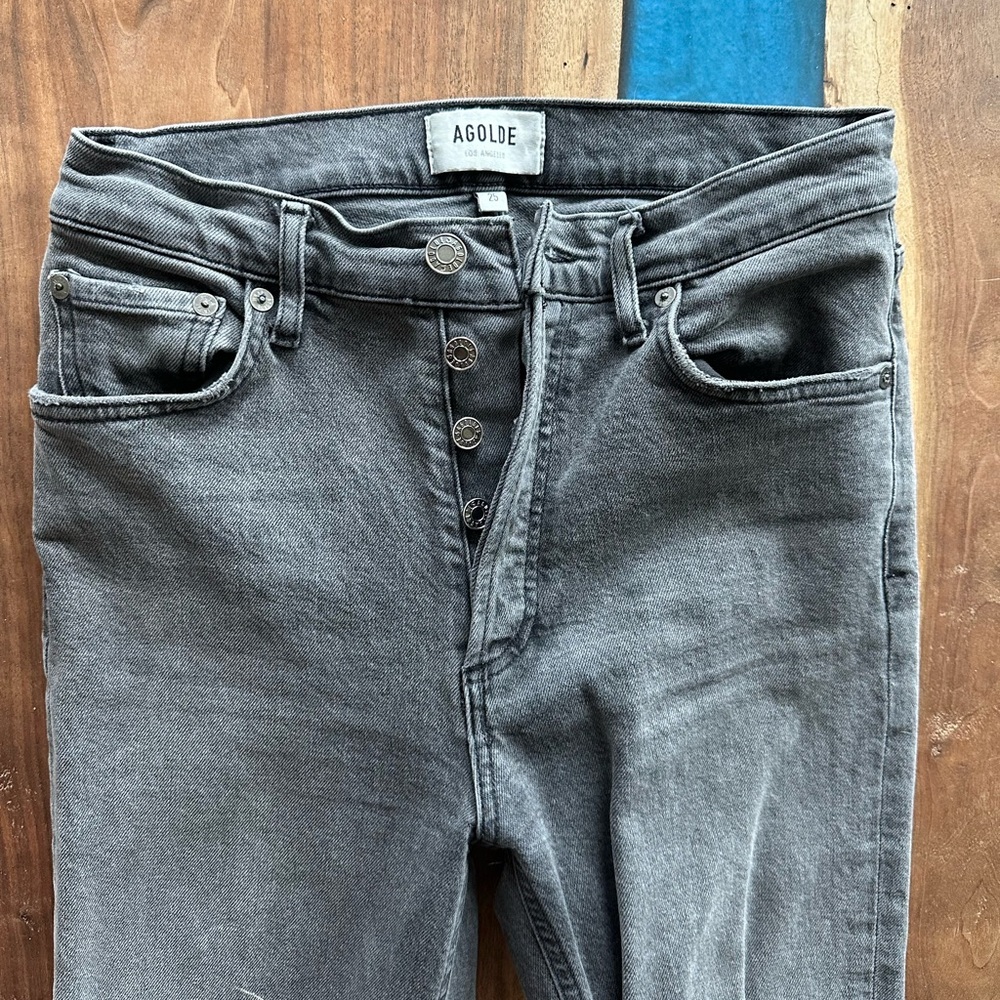 AGOLDE high-waisted black straight jeans in size 25